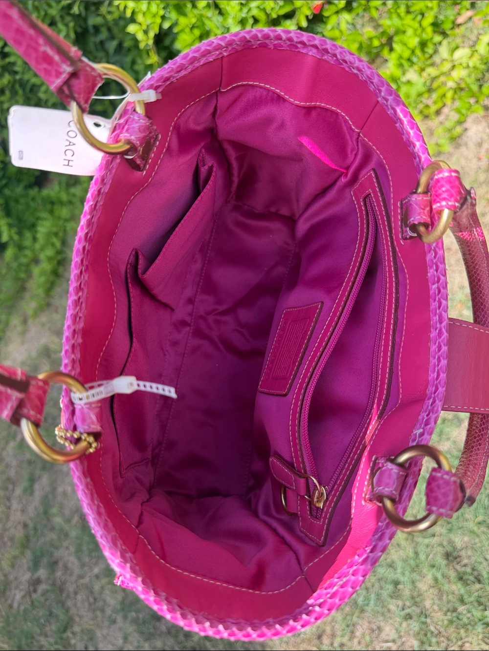 Vintage Coach 8F52 Pink Chenille Python Butterfly Tote NWT Y2K Rare - Picture 12 of 17